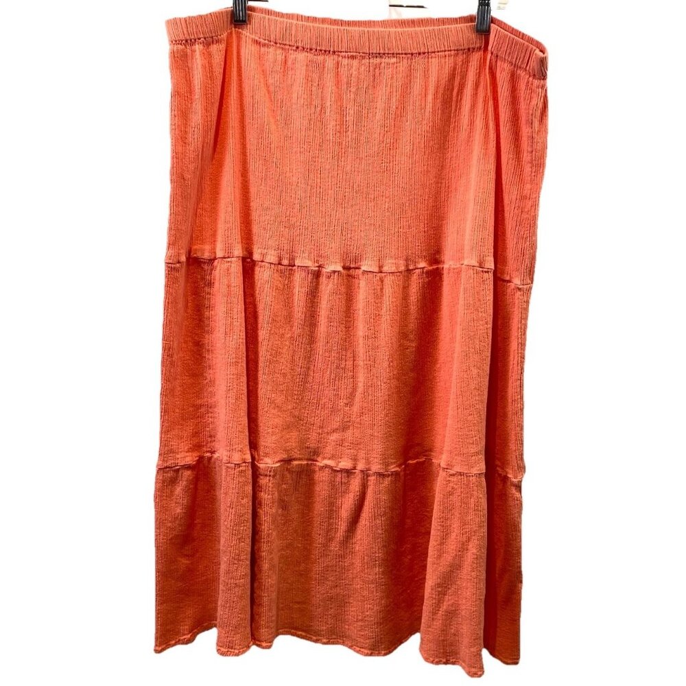 CW Classics Womens Skirt Orange Sherbet 100% Cotton Pull On Boho Cottage Size 3X